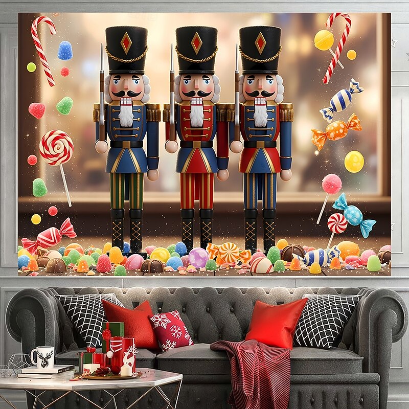 Christmas Tapestry Banners Blanket Walnut Soldiers Cozy Party Living Room Dorm Shooting Backgrounds Yard Gift Home Decor2