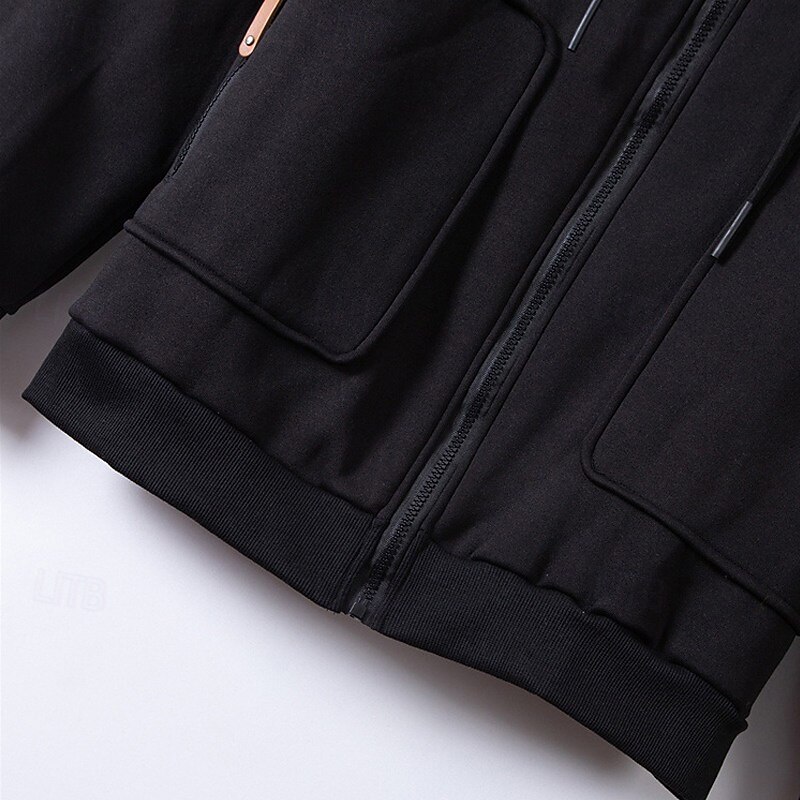 Men's Hoodie Full Zip Hoodie Fleece Hoodie Fleece lined Hoodie Black Burgundy Hooded Plain Sports & Outdoor Casual Daily Streetwear Cool Sportswear Fall Winter Clothing Apparel Hoodies Sweatshirts4