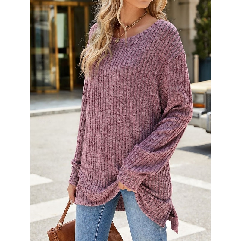 Women's Blouse Solid Color Stylish Casual Long Sleeve Crew Neck Regular Tops Daily Ruched Blue Purple Green Gray Spring Fall Winter4