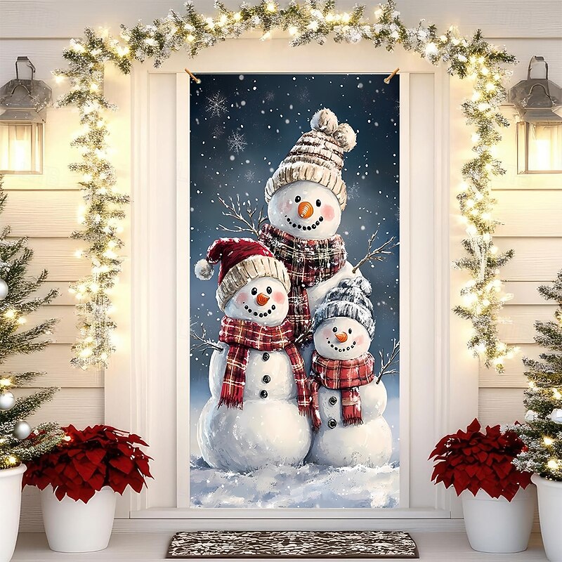 Christmas Tapestry Posters Door Cover Snowman Cute 3D Party Dorm Teens Room College Dorm Guys Man Cave Frat Bedroom Shooting Backgrounds Home Decor4