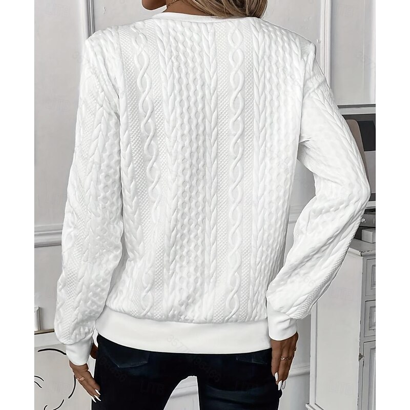 Women's Sweatshirt Solid Color Elegant Daily Casual Long Sleeve Crew Neck V Neck Regular Tops Daily Holiday Pocket Maroon White Pink Blue Spring Fall Winter Spring, Fall, Winter, Summer3