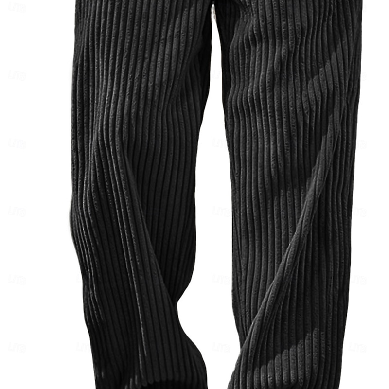 Men's Sweatpants Trousers Corduroy Pants Baggy Pants Straight Leg Sweatpants Drawstring Elastic Waist Solid Color Comfort Full Length Outdoor Daily Streetwear Fashion Classic Style Black White4