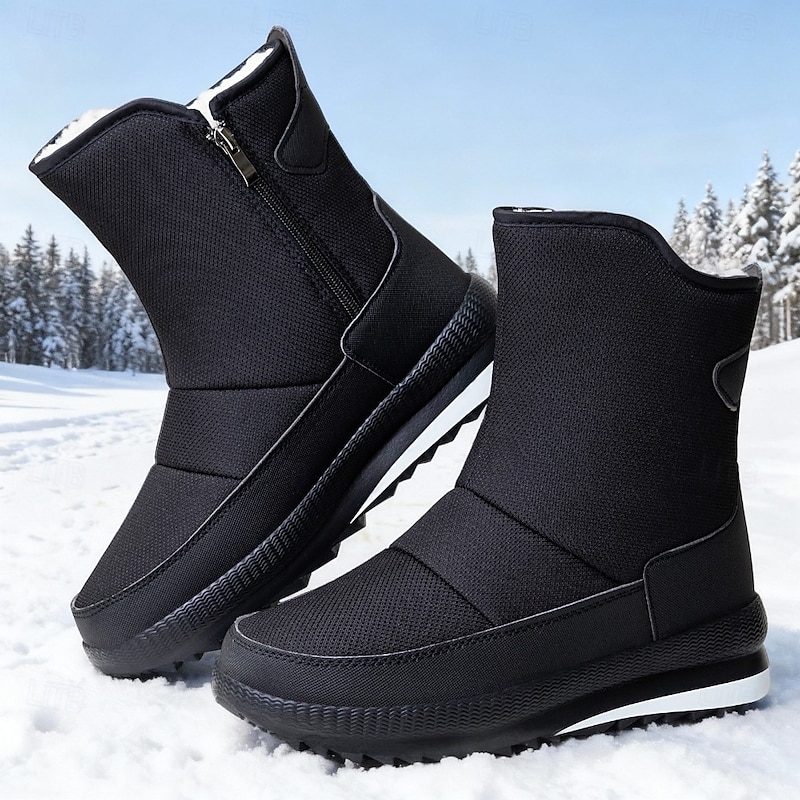 Men's Non-Slip Warm Winter Snow Boots with Side Zipper, Casual Outdoor Waterproof Ankle Shoes for Cold Weather4