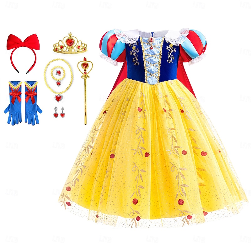 Frozen Snow White Fairytale Princess Flower Girl Dress Theme Party Costume Tulle Dresses Girls' Movie Cosplay (With Accessories) Dress Accessory Set Halloween Carnival World Book Day Costumes