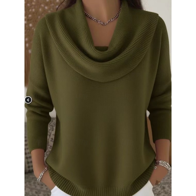 Women's Blouse Solid Color Elegant Stylish Basic Long Sleeve Cowl Neck Regular Tops Daily Ruched Black Red Brown Green Spring Fall Winter4