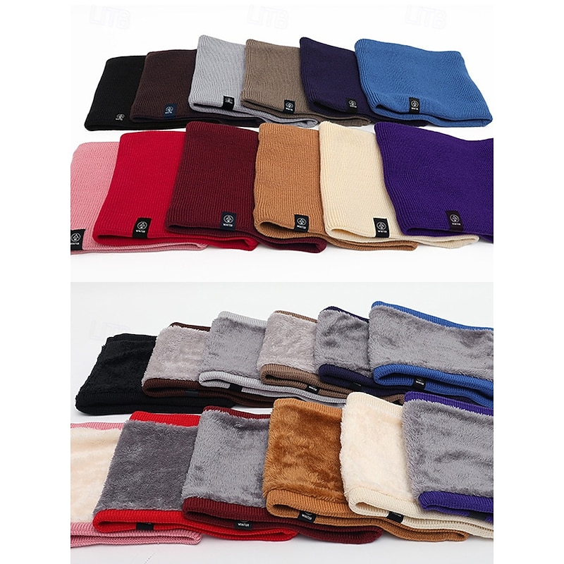 Men's Winter Knit Neck Warmer Neck Gaiter Scarf, Fleece Lined Thermal Snood, Cozy Christmas Gift for Outdoor Sports, Skiing & Daily Wear4