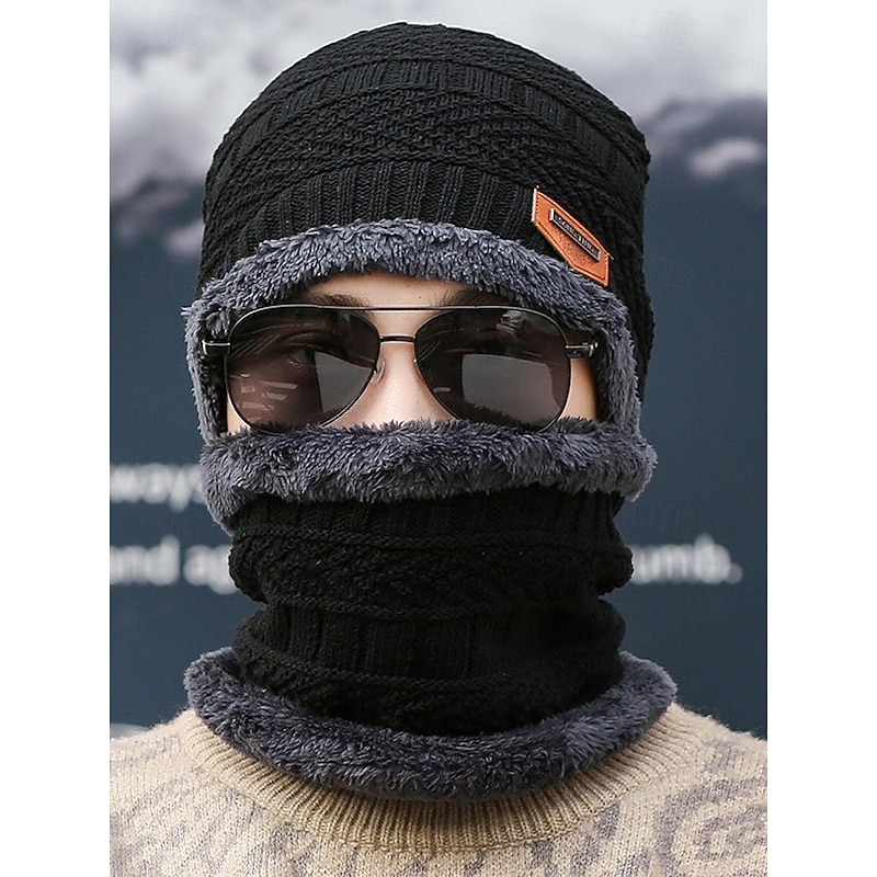 Unisex Knit Beanie Hat and Neck Gaiter Set, Fleece Lined Winter Warm 2-Piece, Cozy Christmas Gift for Outdoor Sports, Skiing & Daily Wear4