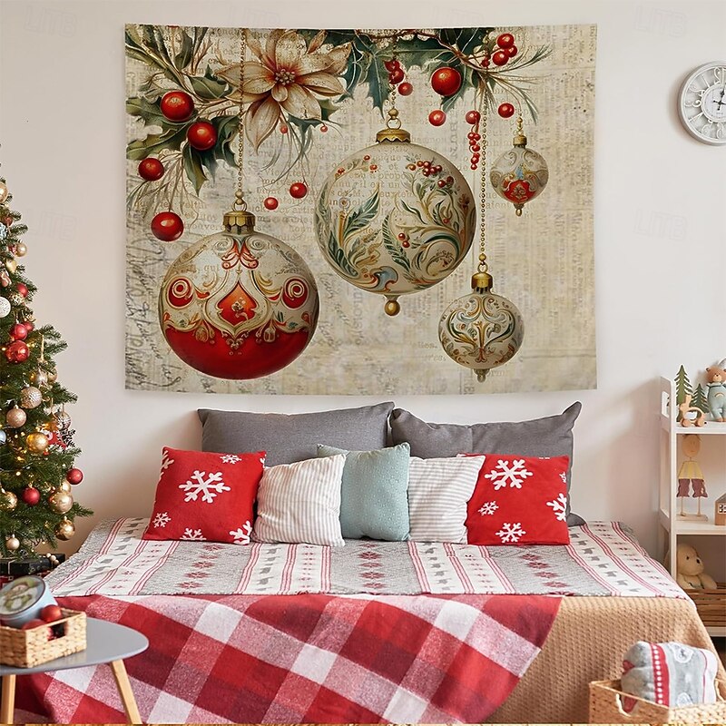 Christmas Tapestry Banners Blanket Ornaments Vintage Cozy Party Living Room Dorm Shooting Backgrounds Yard Gift Home Decor2