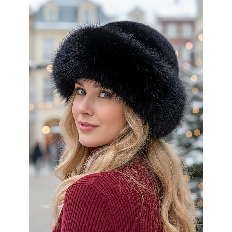 Women's Faux Fur Winter Beret Hats, Soft Fluffy Warm Vintage Style Caps, Elegant Multi-Color Beanies for Christmas Outfits & Cold Weather3