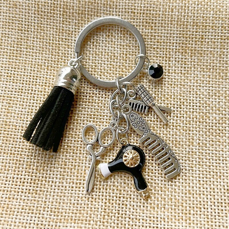 Hairstylist Gift Keychain Comb Scissors Charm Keychain Hairdresser Cosmetology Tassel Jewelry3