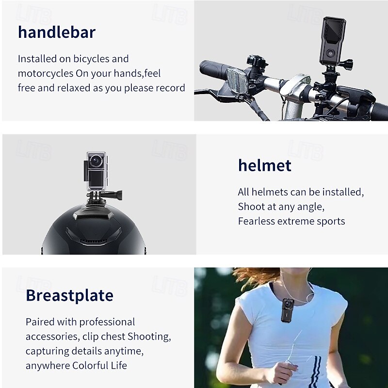 PD3 Action Camera Portable Rechargeable Recording Image and Video Function Waterproof Mini 1.18 inch 2.0MP CMOS 1080p 128 GB Gift2