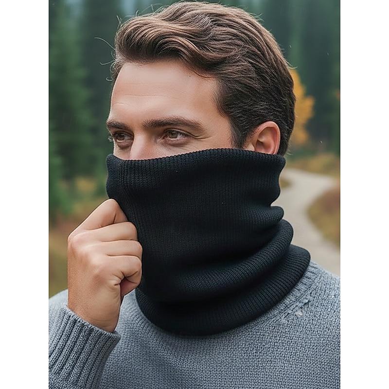 Men's Winter Knit Neck Warmer Neck Gaiter Scarf, Fleece Lined Thermal Snood, Cozy Christmas Gift for Outdoor Sports, Skiing & Daily Wear2