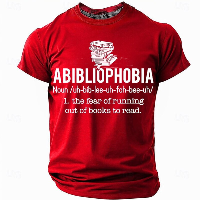 Humorous 'Fear of Running Out of Books' T-Shirt for Men, Abibliophobia Reading Tee, Birthday Gift for Book Nerds4