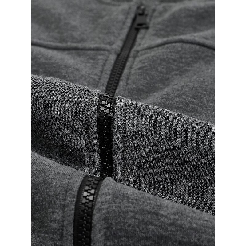 Men's Sweatshirt Zip Sweatshirt Full Zip Sweatshirt Black Red Navy Blue Blue Dark Gray Standing Collar Plain Pocket Sports & Outdoor Daily Holiday Cotton Streetwear Basic Casual Fall Winter Clothing4