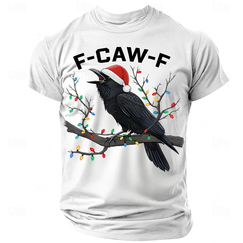 Christmas F Caw F TShirt Funny Raven Graphic Tee Holiday Humor Gift for Men Dad Husband Friends  White Red Blue All Seasons Clothing Apparel S M L XL XXL XXXL