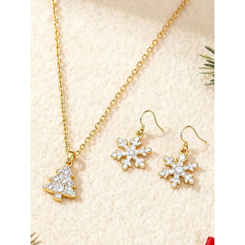 Women's Red Gemstone Snowflake Drop Earrings, Elegant Winter Dangle Jewelry for Christmas Party & Holiday Outfits4