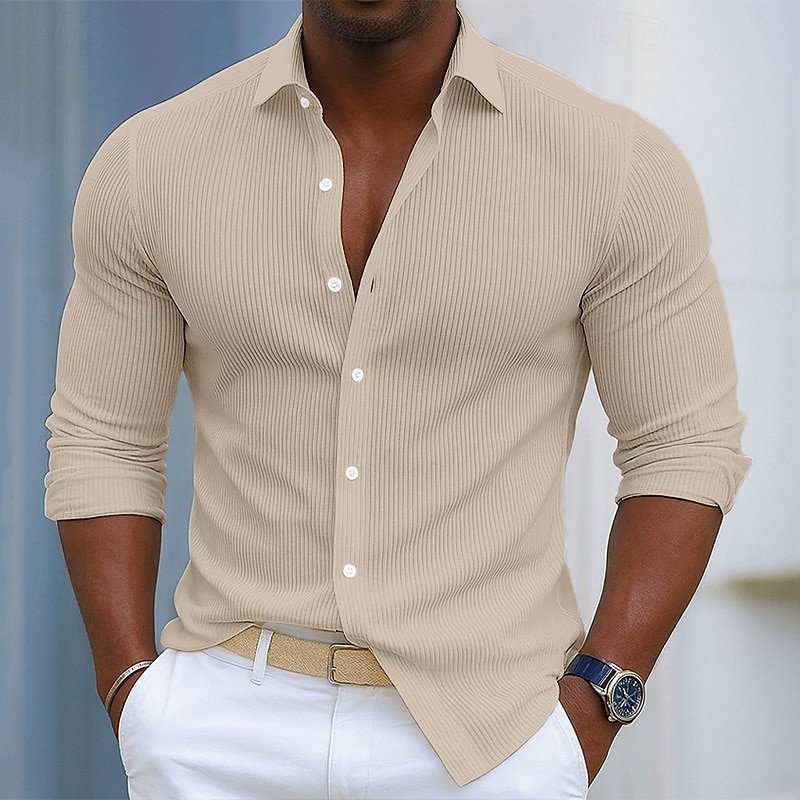 Men's Shirt Corduroy Shirt Button Up Shirt Black White Navy Blue Blue Purple Long Sleeve Plain Turndown Outdoor Vacation Button-Down Clothing Apparel Cotton Fashion Streetwear Classic Casual3