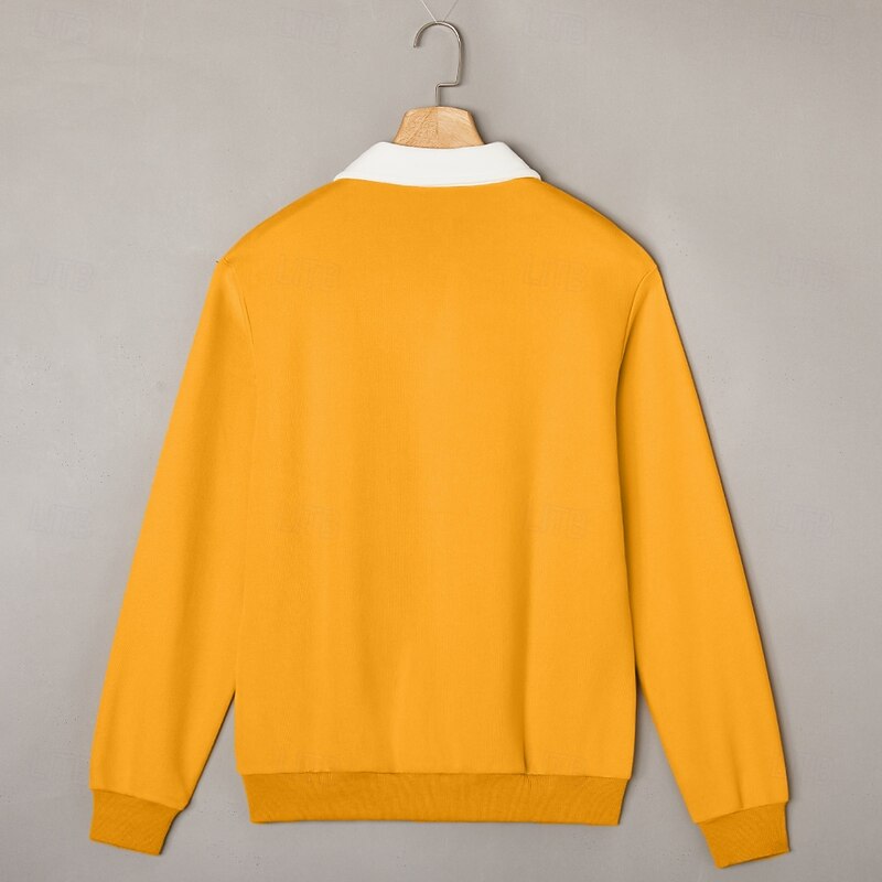 Men's Polo Shirts Golf Polos Shirts Business Casual Lapel Classic Long Sleeve Fashion Basic Solid Color Pocket Color Block Fall Winter Regular Fit Dark Brown Black Pink Yellow Dark Blue Gray Polo3