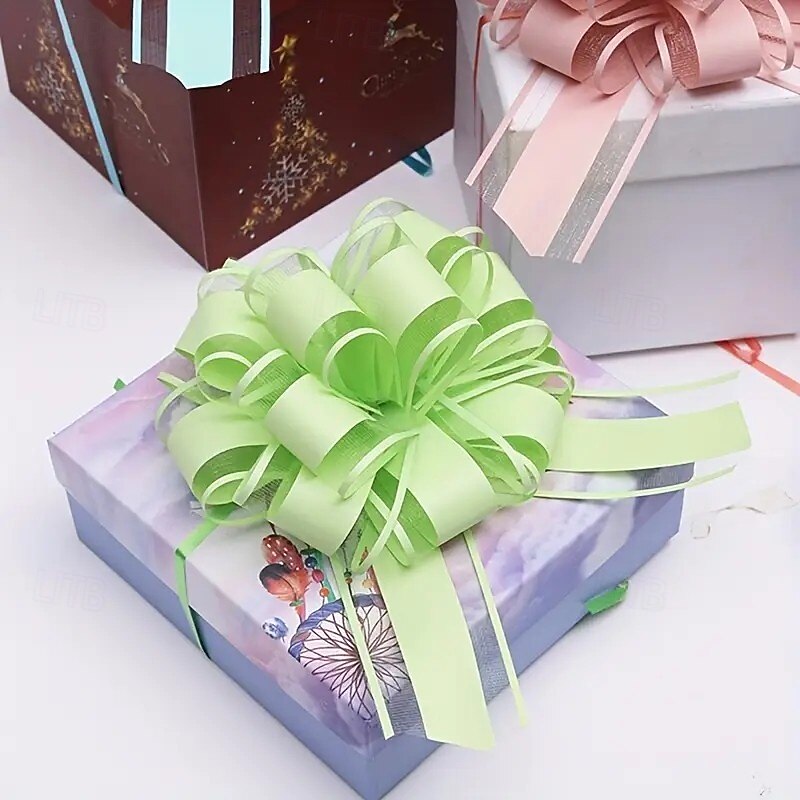 20pcs Christmas Ribbon Bows Ornaments Xmas Tree Decorations – 3D Macaron Flower Gift Bows, 4.7-Inch in Blue, Purple, Pink & Green, Perfect for Christmas, Valentine’s Day, Mother’s Day and Birthday Party Decor3