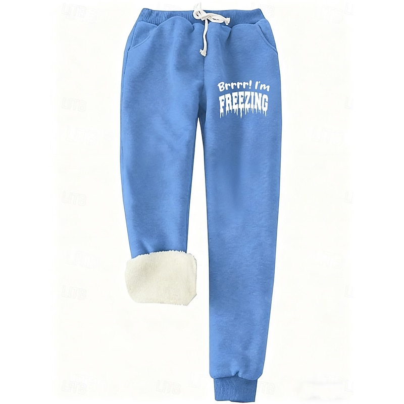 Women's Sweatpants Fleece Pants Joggers Fashion Basic Casual Full Length High Waist Letter Drawstring Pocket Print Thermal Warm Windproof Comfy Stretchy Vacation Street Causal Black Pink Dark Pink2