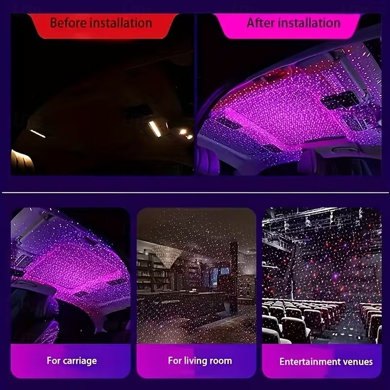 Car Atmosphere Light USB Roof Light Night Light LED Color Light Jumping with Sound Music Car Decoration