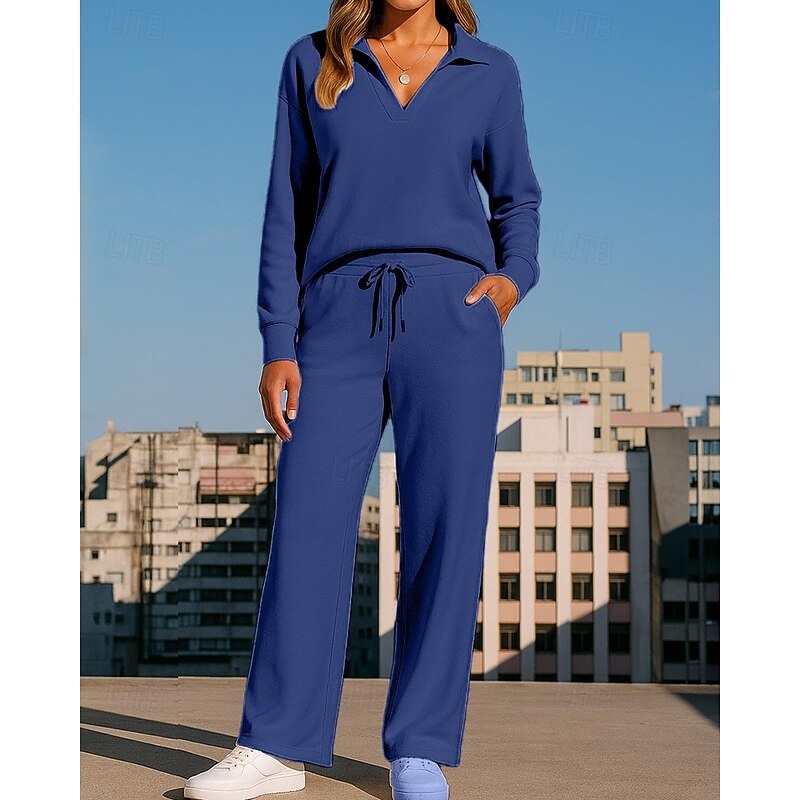 Women's Tracksuit Sweatpants Sportswear Solid Colored Clothing Suit Fall Black Blue Outdoor Travel Sports High Waist Long Sleeve Sport Activewear Micro-elastic Regular Fit4