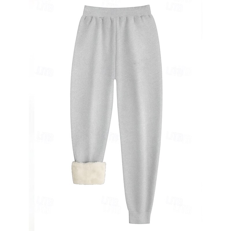 Women's Sweatpants Vacation Vintage Ethnic Style Full Length High Waist Heart Drawstring Pocket Fleece Thermal Warm Windproof Comfy Micro-elastic Formal Vacation Street Pink Gray Winter Regular Fit3