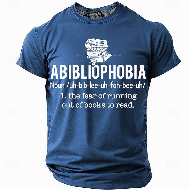 Humorous 'Fear of Running Out of Books' T-Shirt for Men, Abibliophobia Reading Tee, Birthday Gift for Book Nerds3