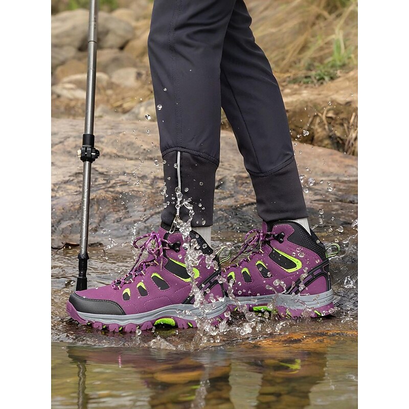 Women's Rose Pink Waterproof Hiking Shoes with Non-Slip Sole, Outdoor Trekking Shoes for Camping, Walking & Mountain Adventures