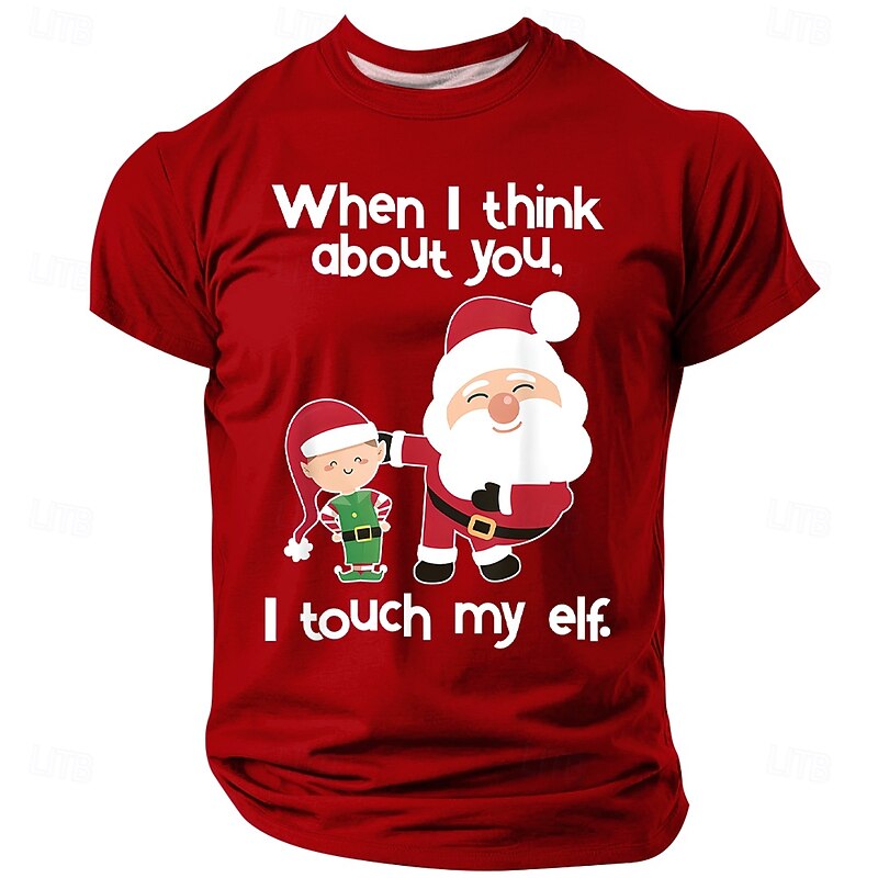 Christmas Men's Santa Claus Funny Slang T Shirt Short Sleeve T shirt 3D Print Crew Neck Shirt Daily Designer Artistic Vacation Party Street Black Red Blue All Seasons Clothing Apparel S M L XL XXL2