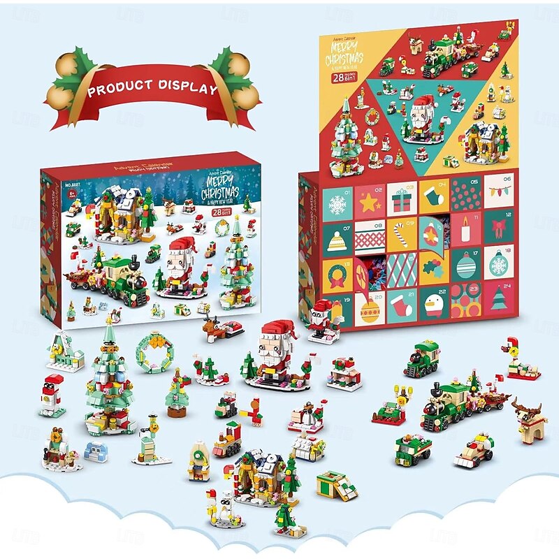 Christmas Advent Calendar Building Blocks for Kids Xmas Countdown Gift, 2025 Christmas Countdown Toy Set with 24 Daily Surprises, Includes Christmas Tree, Train & House Building Sets, Holiday Gift for Boys & Girls4