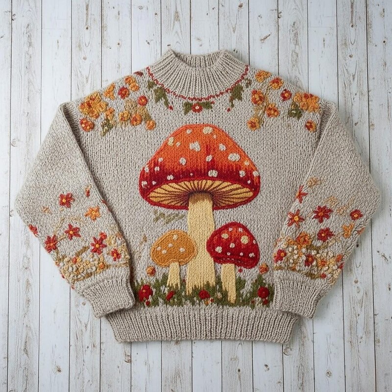 Women's Sweater Vintage Sweater Daily Casual Graphic Ribbed Crew Neck Knitted Print Long Sleeve Regular Tops Knit Outdoor Weekend Red Fall Winter4