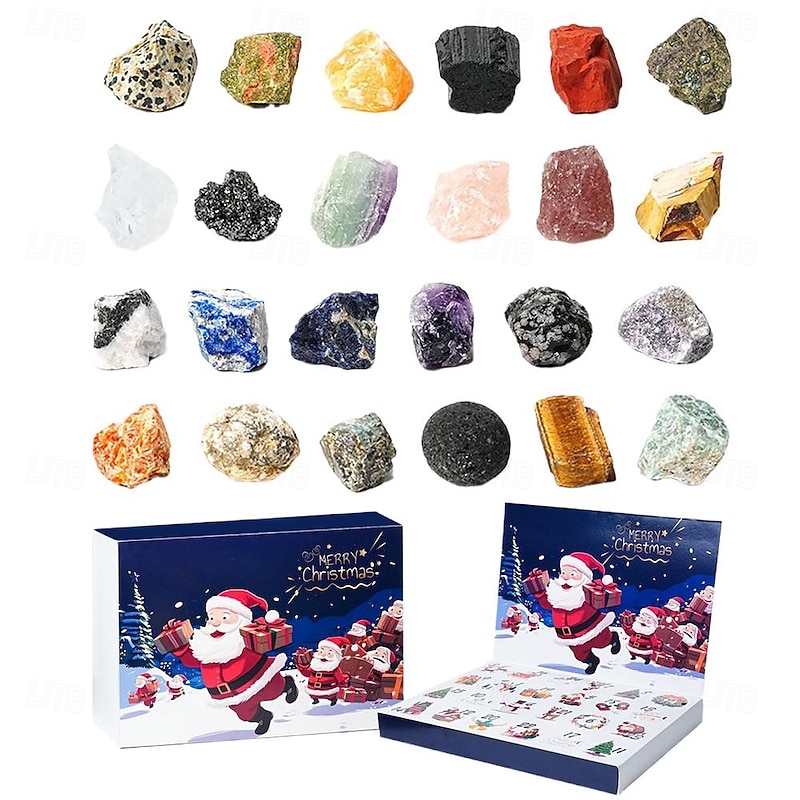 Christmas Advent Calendar 24 Days Rock Collection Christmas Countdown Calendar Rock Minerals 24 Day Christmas Countdown Christmas Kids Gifts Gemstone Blind Box