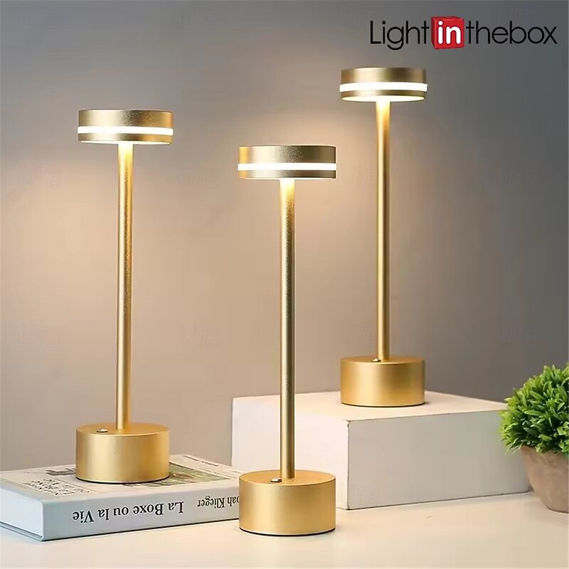 USB Rechargeable Retro Aluminum Desk Lamp - Touch Control Table Night Light 1pc