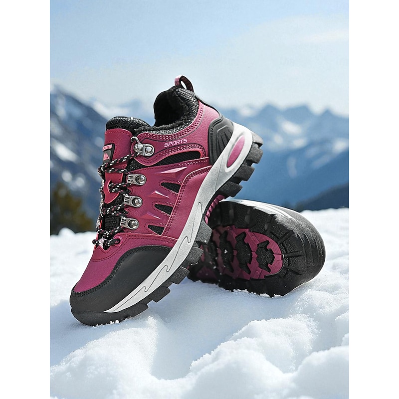 Women's Rose Pink Waterproof Hiking Sneakers with Anti-Slip Outsole, Warm Outdoor Trail Shoes for Trekking, Walking & Winter Travel