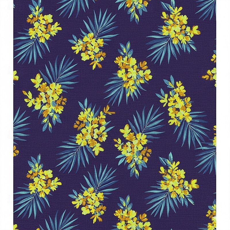 Men's Plants Palm Leaf Flowers Shirt Button Up Shirt Long Sleeve Fashion Casual Holiday Casual Daily Spring Fall Turndown 3D Print Collared Shirts Blue Green Dark Blue4