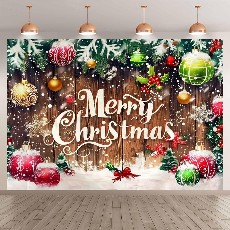 Christmas Hanging Tapestry Merry Christmas Holiday Decoration with Christmas Tree and Ornaments Large Wall Art Mural Decor Blanket Curtain Home Bedroom Living Room Festive Seasonal Winter Decor