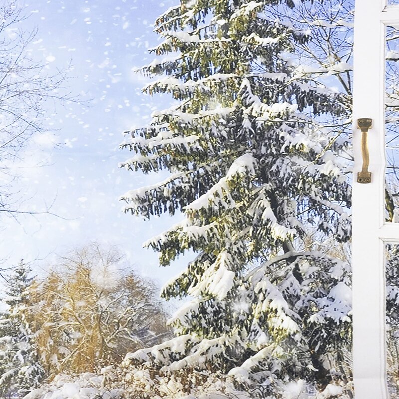 Chrismas Hanging Tapestry Snowy Window View Winter Landscape Large Wall Art Mural Decor Blanket Curtain Holiday Home Bedroom Living Room Festive Party Decoration3