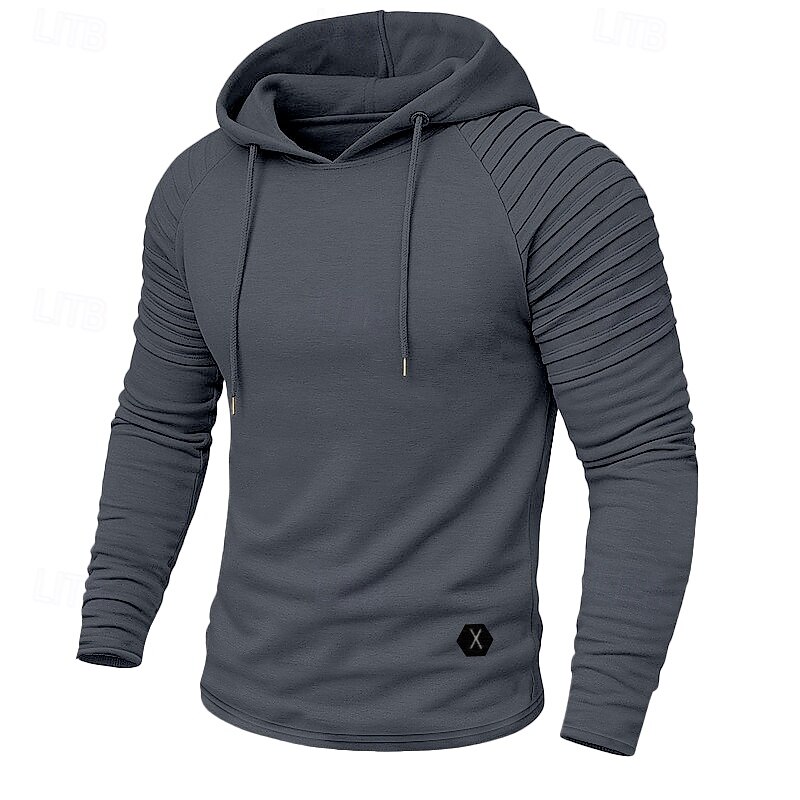 Men's Hoodie Pullover Hoodie Sweatshirt Ribbed Knit Black White Wine Army Green Khaki Hooded Plain Drawstring Patchwork Color Block Sports & Outdoor Casual Daily Streetwear Cool Sportswear Spring4