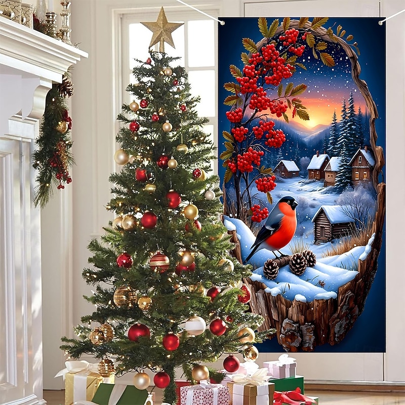 Christmas Posters Door Cover Outdoor Banners Winter Wonderland Cute 3D Party Dorm Teens Room College Dorm Guys Man Cave Frat Bedroom Shooting Backgrounds Home Decor