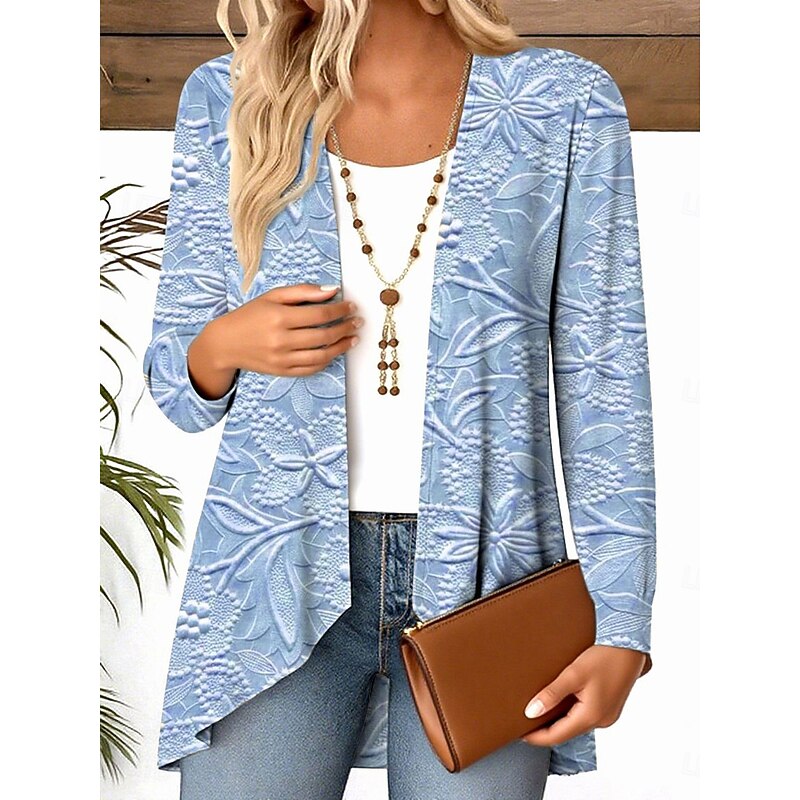 Women's Shirt Flowy Tops Floral Graphic Elegant Stylish Casual Long Sleeve Regular Tops Daily Holiday Asymmetric Hem Draped Pink Blue Green Khaki Spring Fall Winter2