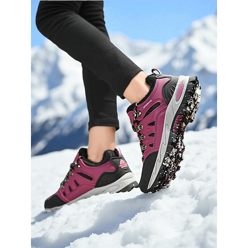 Women's Rose Pink Waterproof Hiking Sneakers with Anti-Slip Outsole, Warm Outdoor Trail Shoes for Trekking, Walking & Winter Travel4