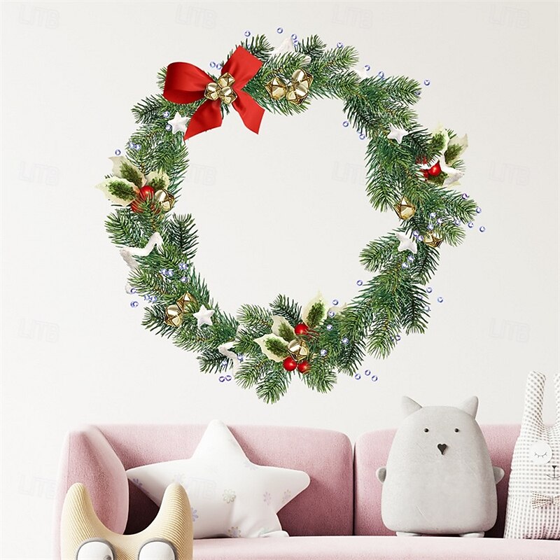 Christmas Wall Sticker 2025, Self-Adhesive Static Glass Window Clings, Crystal Vinyl Design, Green Holiday Decoration for Home, Reusable Xmas and New Year Poster4