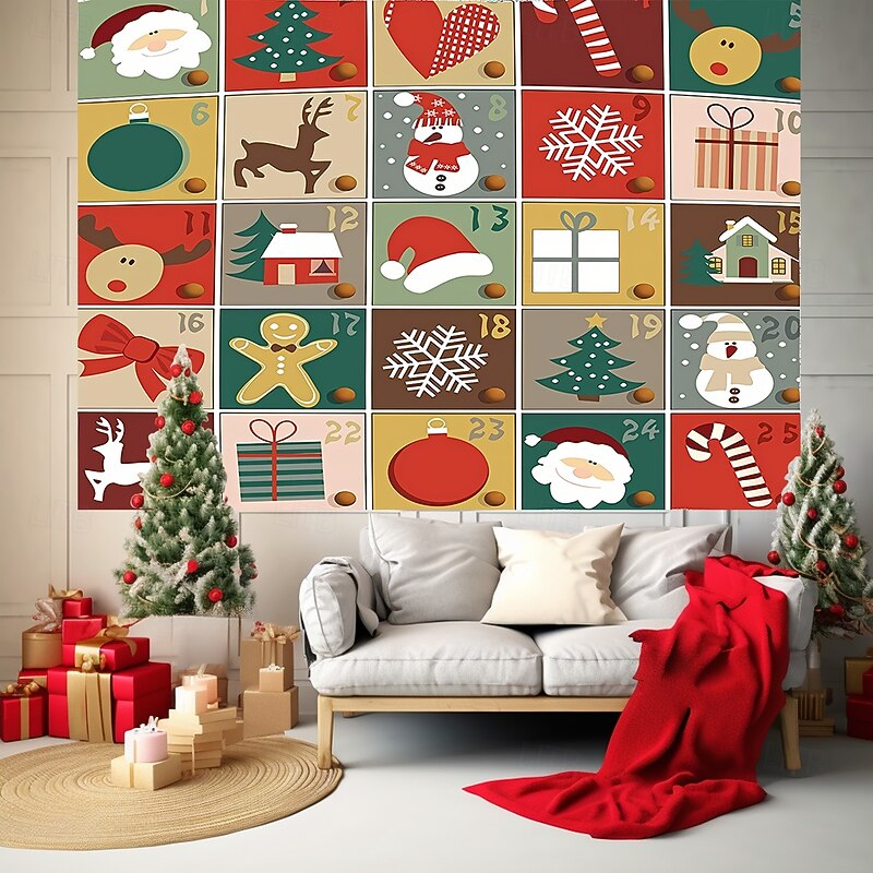 Christmas Tapestry Banners Blanket Ornaments Vintage Cozy Party Living Room Dorm Shooting Backgrounds Yard Gift Home Decor4