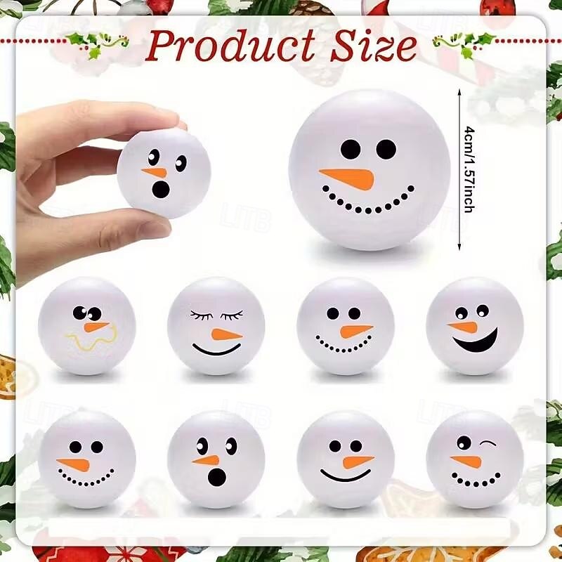20pcs Christmas Snowman Stress Relief Balls, Handheld Squeeze Toys, Holiday Fun Toys for Kids, Xmas Party Favors and Gifts3