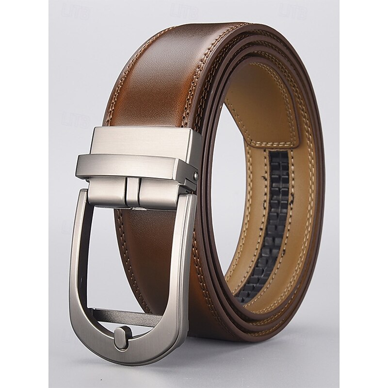 Men's Genuine Leather Belt with Automatic Buckle, Classic Business Casual Dress Waistband, Stylish Gift for Christmas, Work & Daily Wear4