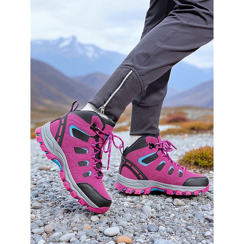 Women's Rose Pink Waterproof Hiking Shoes with Non-Slip Sole, Outdoor Trekking Shoes for Camping, Walking & Mountain Adventures4