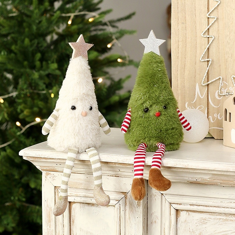Christmas Tree Plush Doll Ornament, Cute Plush Christmas Tree Doll Tabletop Decoration, Festive Home & Party Decor Display Figurine