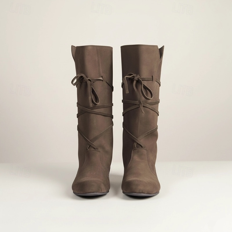 Women's Brown Lace-Up Medieval Style Boots - Perfect for Renaissance Fairs, Cosplay Events, and Outdoor Medieval Themed Gatherings3