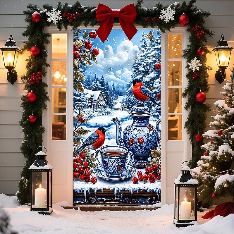 Christmas Posters Door Cover Outdoor Banners Winter Wonderland Cute 3D Party Dorm Teens Room College Dorm Guys Man Cave Frat Bedroom Shooting Backgrounds Home Decor4